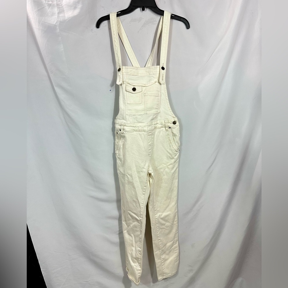 free people white denim skinny overalls size 26 - Picture 2 of 9